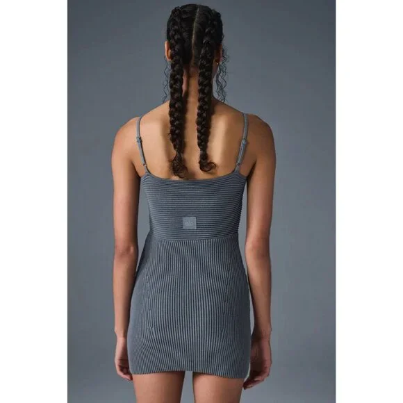 ALO Yoga Denim Knit Mini Dress in Steel Grey
